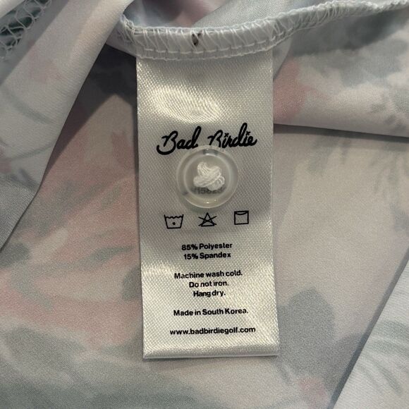Bad Birdie Golf Polo NWT Mens XL Spring Showers Floral Print White Flowers - Picture 6 of 7